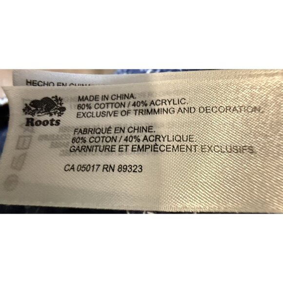 Roots Marled Knit Full-Zip Sweater Jacket Navy White Cotton Blend Size L - Picture 6 of 7